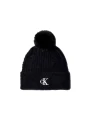 Czapka Calvin Klein FUZZY RIB POMPOM BEANIE