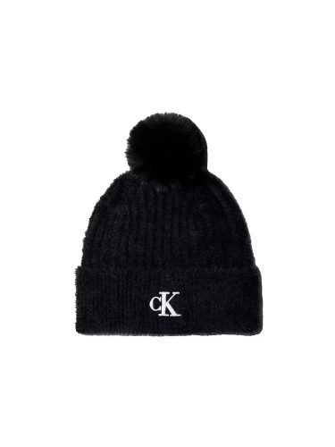 Czapka Calvin Klein FUZZY RIB POMPOM BEANIE